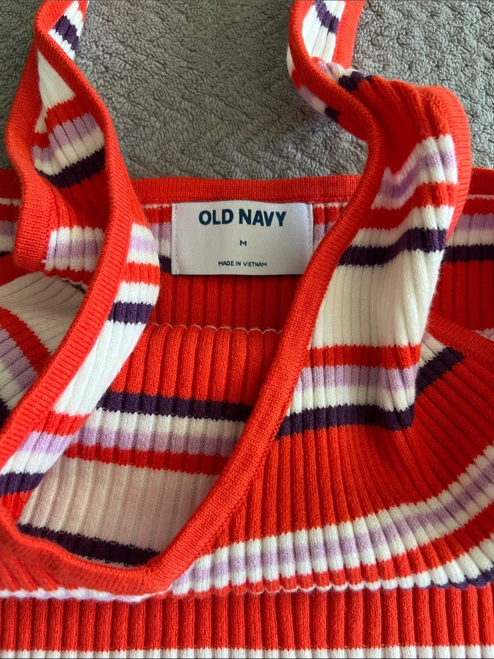 NWT Old Navy Red Striped Knit High Rise Ribbed Shorts & Halter Crop Top Set